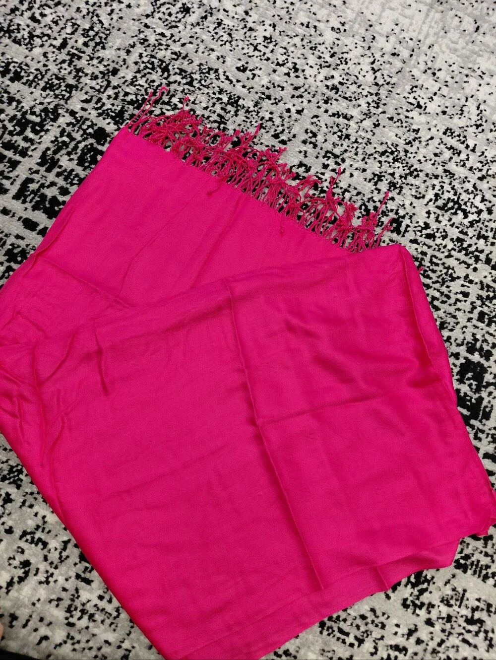 Oversized Fuchsia Hot Pink Pashmina Shawl Wrap Scarf Fringe 32x80 CC